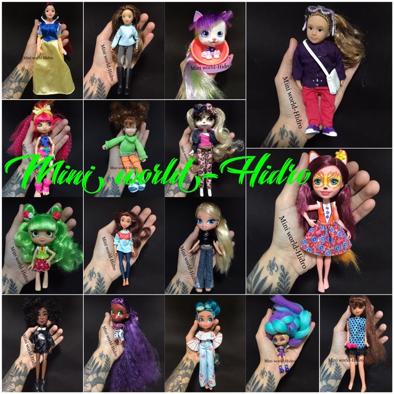 Búp bê mini tí hon độc bratz monster American girld Barbie thú cưng búp bê tóc len siêu dài thân bông Combo