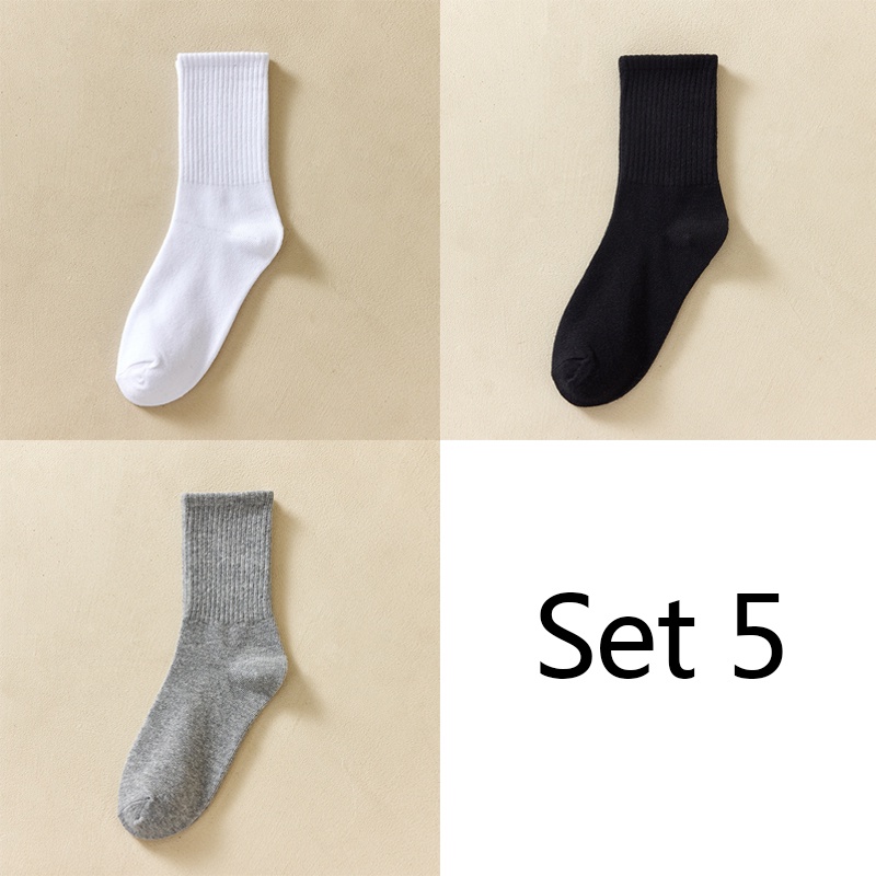 FINETOO Vớ Cotton Dệt Kim Kẻ Sọc Trắng Đen Phong Cách Harajuku Đường Phố Cho Cặp Đôi