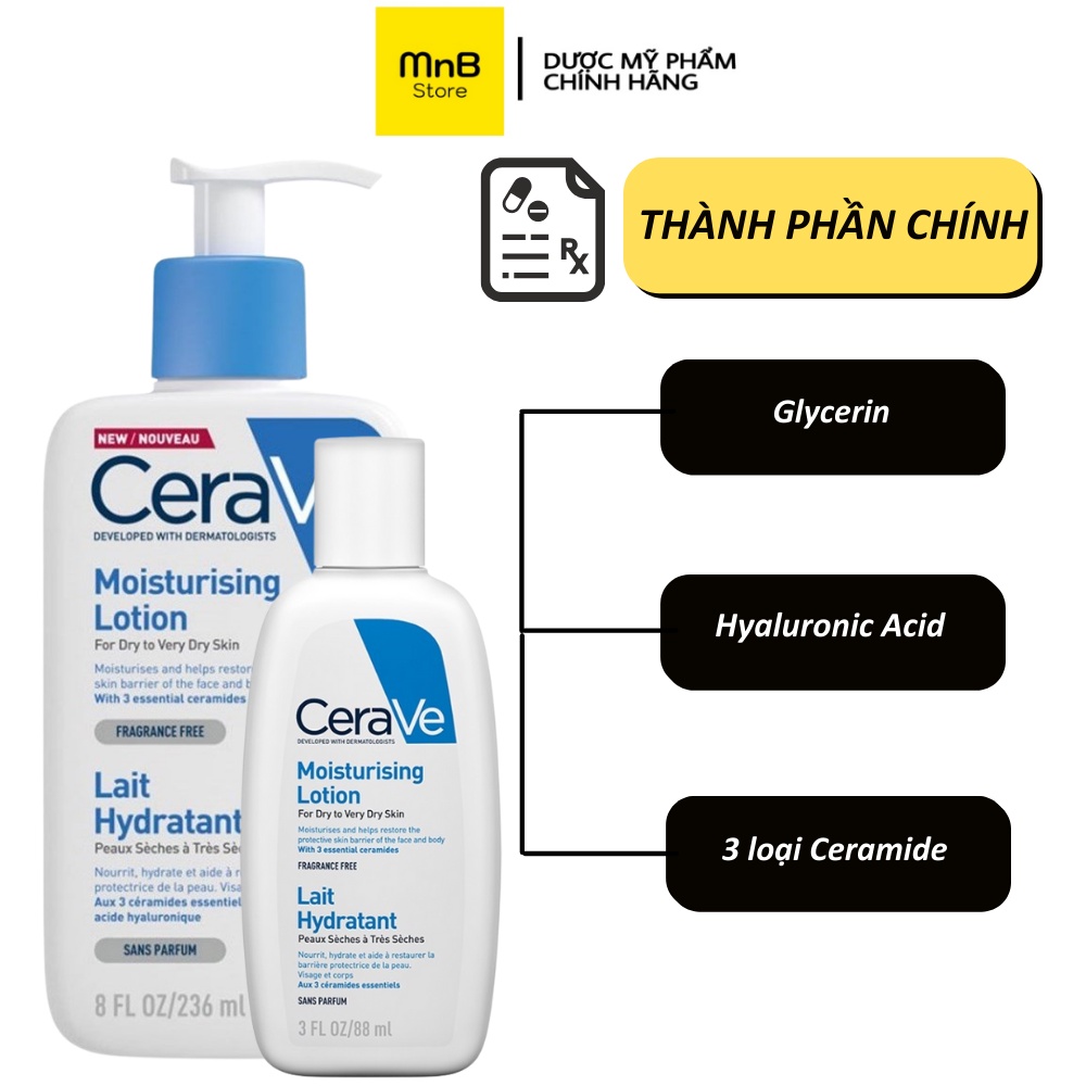 Kem dưỡng ẩm phục hồi da Cerave Moisturizing Lotion Lait Hydratant mỹ 20ml