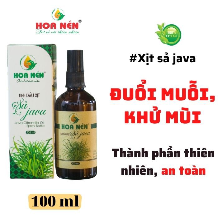 Chai xịt Tinh Dầu Sả Java 100ml - Hoa Nén - Hương hoang dã, khử mùi, ẩm mốc, đuổi muỗi, côn trùng