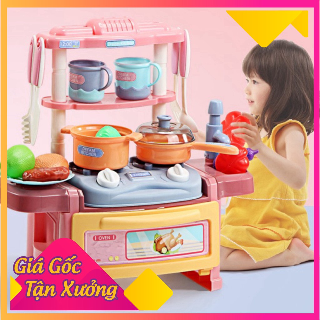 Bộ đồ chơi nhà bếp 21 chi tiết có nước xả thật cho bé .