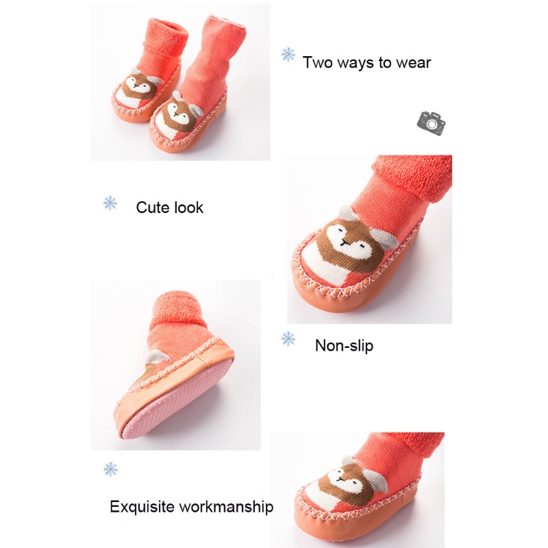 Vớ Cotton Dày Mềm Mại Giữ Ấm Chống Trượt Cho Bé Tập Đi