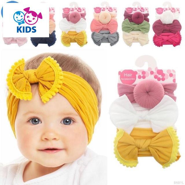 Set 3 băng đô, khăn turban thun siêu xinh cho bé