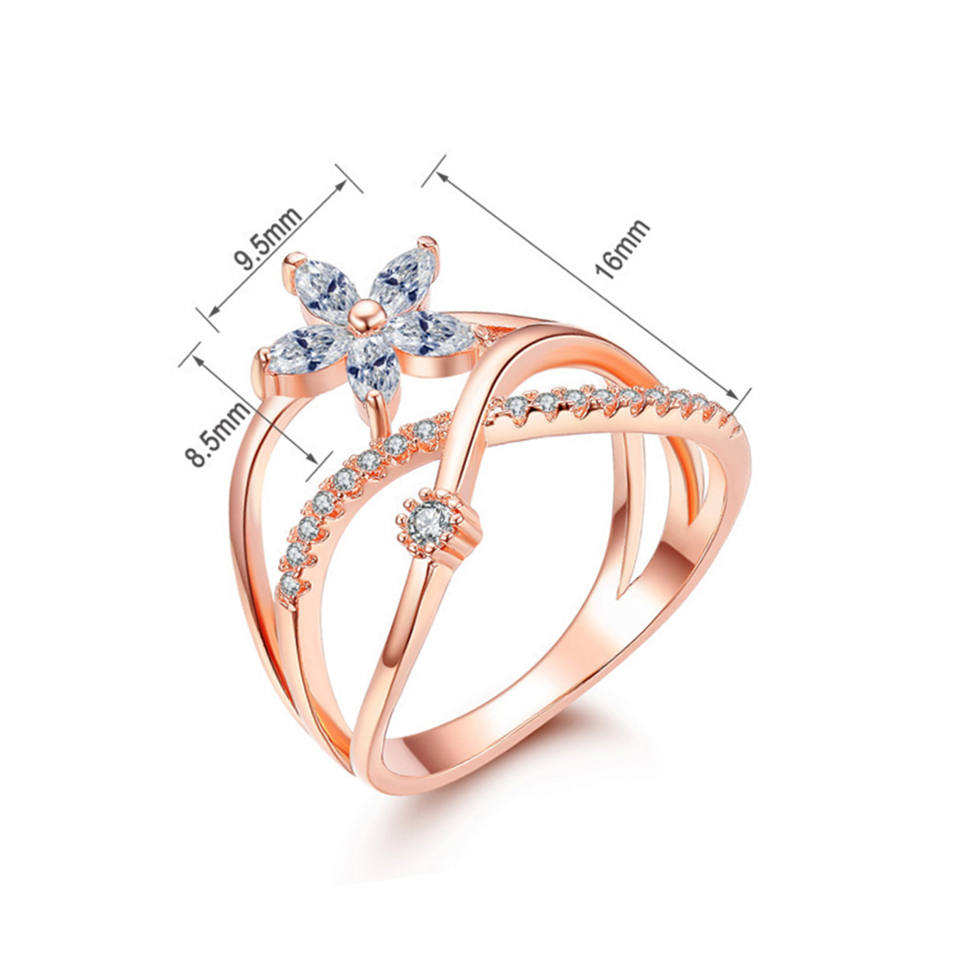 AIFEI💍 Silver 925 Original Creative Bracelet Korean Style Ring Rose Gold Plated Horse Eye Zircon Ring Finger Ring Accessories Jewellery fashion Cincin-S1