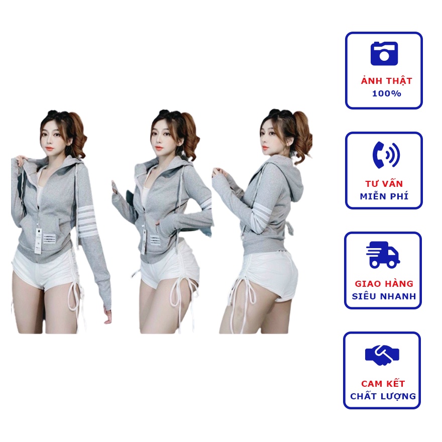 Áo Khoác Thun Gân Nữ 5 Sọc Có Nón Cao Cấp Thời Trang Mùa Hè Nhiều Màu Chống Nắng, Chống Gió Đẹp Nhất 2022