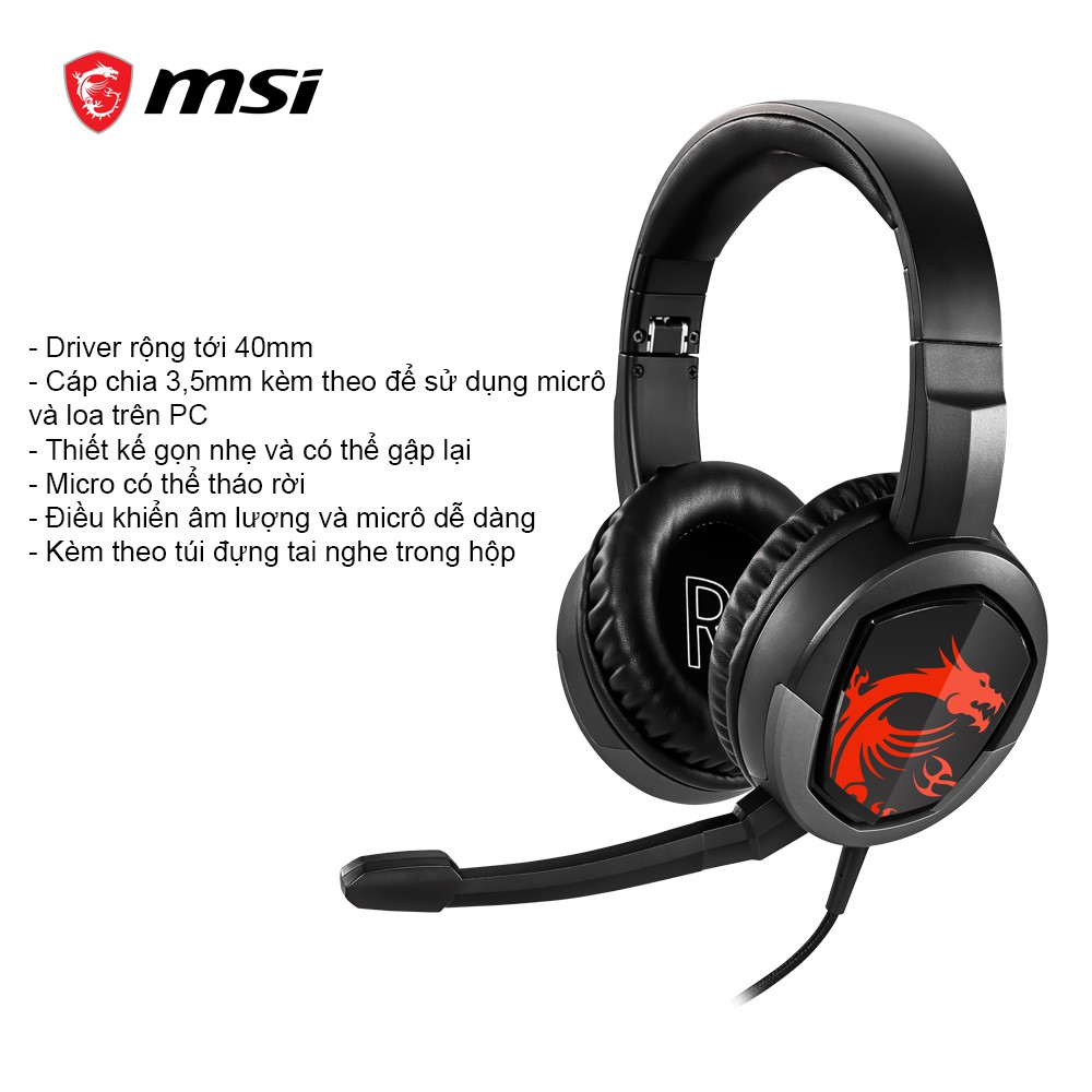 Tai nghe Gaming MSI Immerse GH30 Micro tháo rời