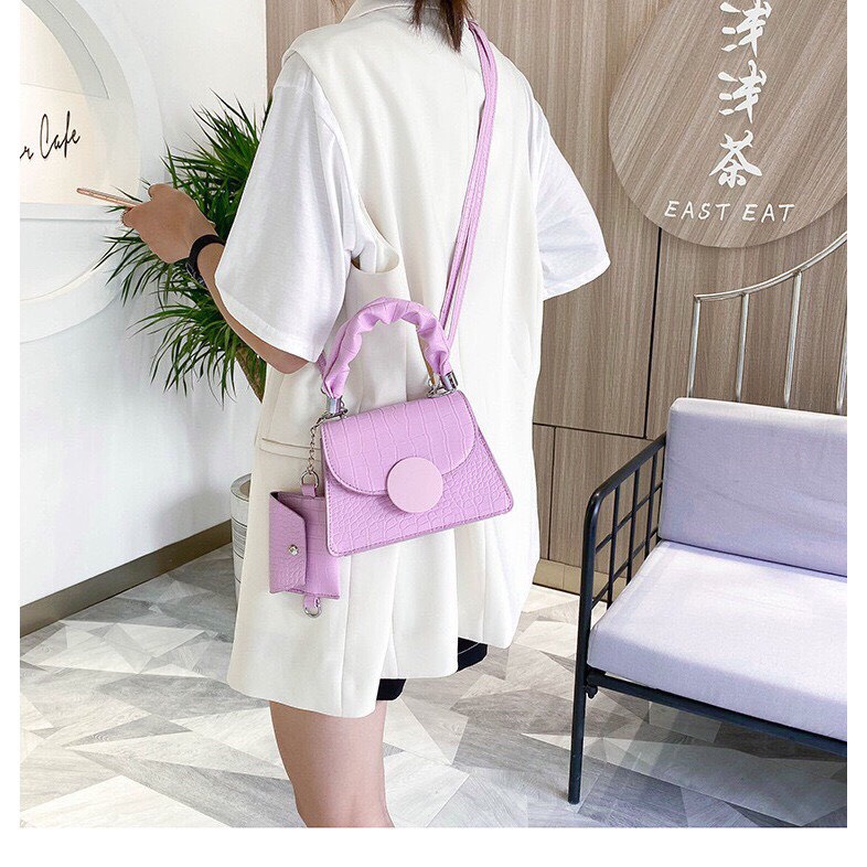 Túi Xách NữTặng Quà Túi Xách da PU cao cấp đeo chéo có vân kèm ví nhỏ xinh MÃ 7771