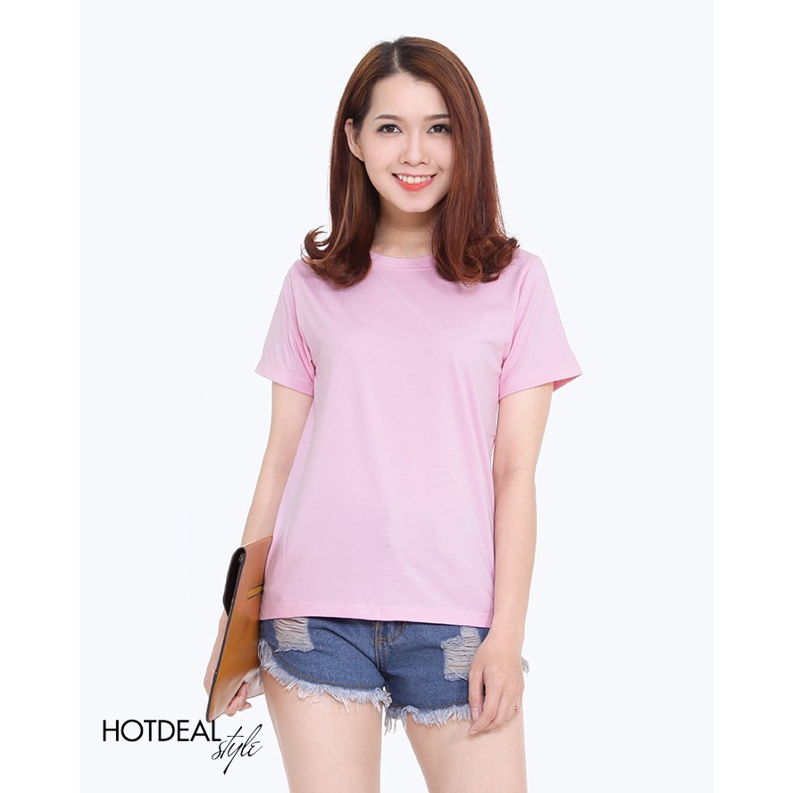 ÁO THUN TRƠN CỔ TRÒN MÀU HỒNG NHẠT TAY NGẮN NAM NỮ ( CÓ CẢ SIZE EM BÉ ) ATH13