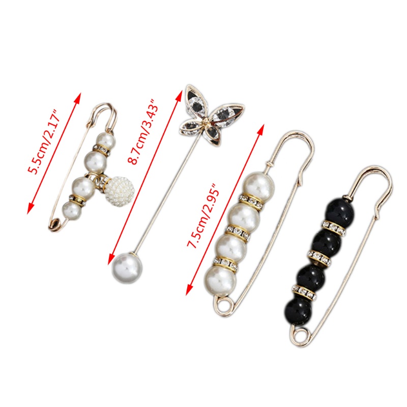 Set ghim cài áo sơ mi/ khăn choàng/ áo khoác đính ngọc trai giả phong cách vintage thời trang