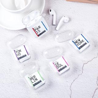 Vỏ bảo vệ hộp sạc tai nghe không dây trong suốt in nhãn tem cho Airpods 1/2