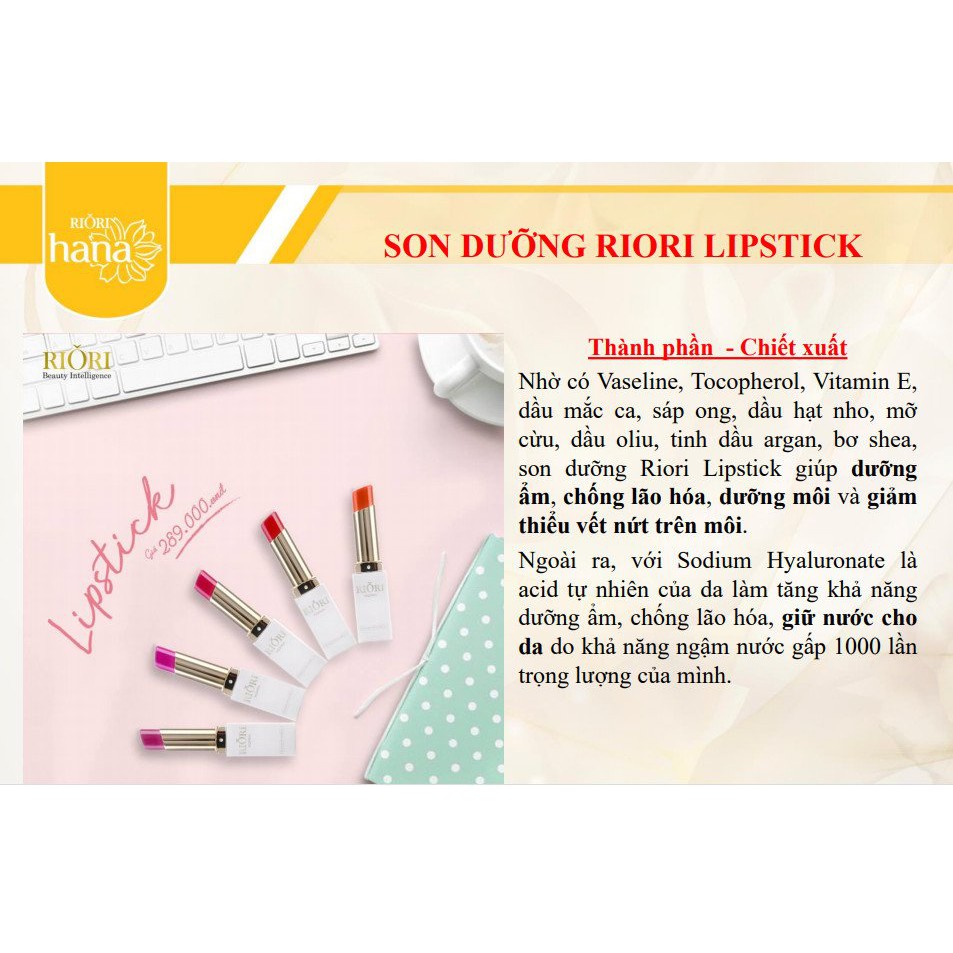 Son Dưỡng Làm Hồng Ngừa Khô Ráp Môi RIORI LIPSTICK 4.5g