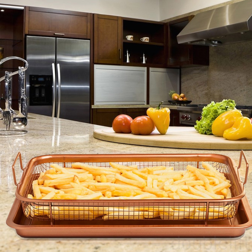 Khay lưới đựng thực phẩm chiên ráo dầu chống hình hình chữ nhật tiện lợi