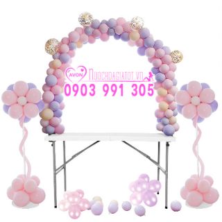 Bán thuê Cổng bong bóng trụ gắn bàn phụ kiện trang trí bàn gallery tiệc cưới  sinh nhật thôi nôi mừng thọ