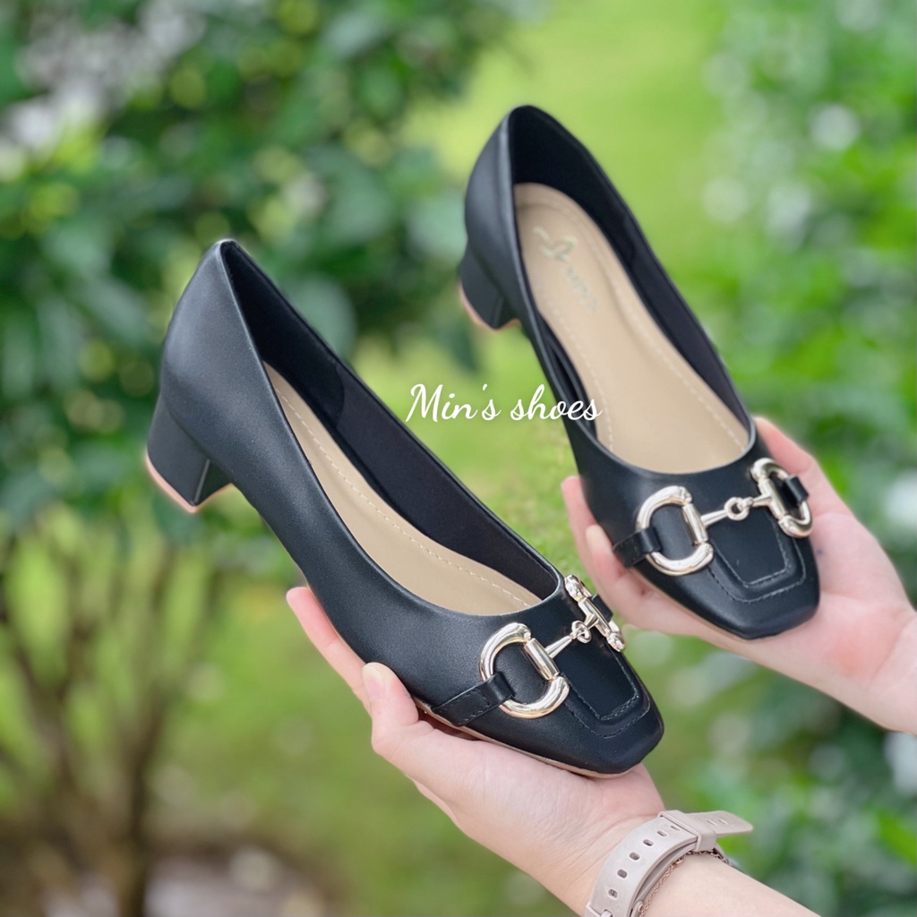 Min's Shoes - Giày Gót Vuông Da Dê Cao Cấp V221