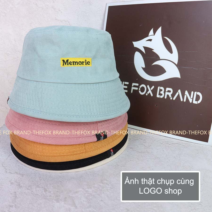 Mũ bucket nam nữ Unisex vành cụp chất nhung tăm phong cách Ulzzang thêu hình Memorie