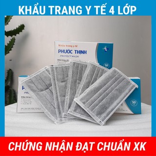 [LOẠI DÀY GIÁ TỐT] Khẩu Trang Y tế 4 Lớp Phước Thịnh Màu Xám Có Bán Lẻ