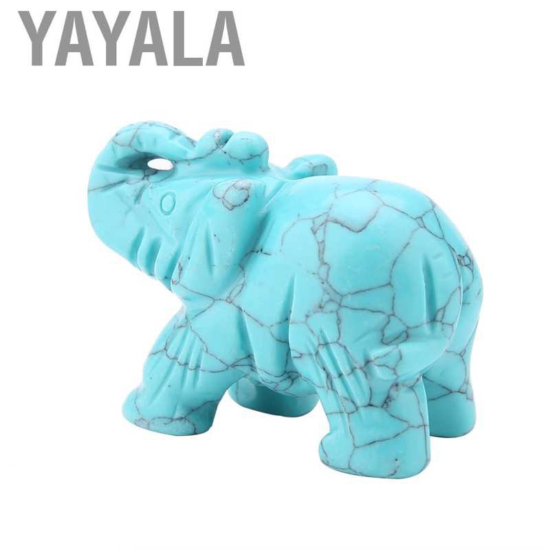 YAYALA 1x Hand Carved Natural Stone Jade Elephant Mini Animal Statue Gemstone Figurines