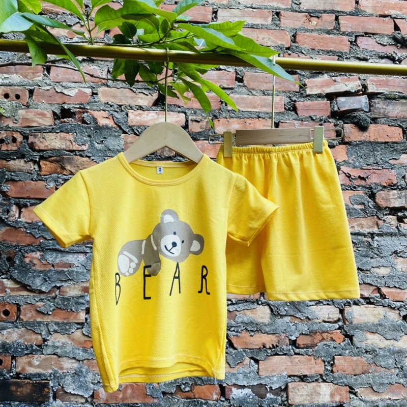 Bộ cộc tay bé trai bé gái QC-KIDS, quần áo trẻ em mùa hè chất cotton gấu bear 8-18kg