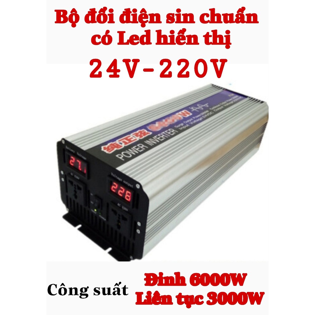 [Mã ELHA22 giảm 5% đơn 300K] Bộ đổi điện sin chuẩn 6000W 24V sang 220V - ZX 24V-6000W