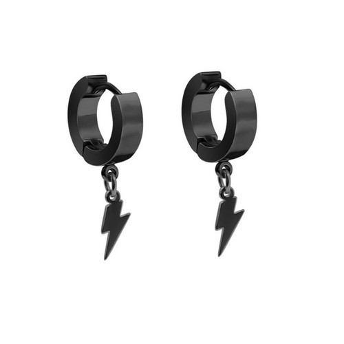 Bông Tai Nam Tòn Ten Hình Sấm Sét Titan Ko Rỉ TT 2338