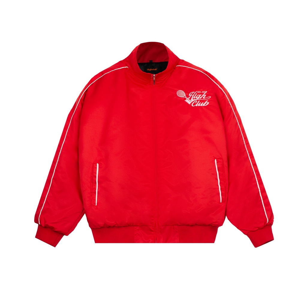 Áo Bomber TENNIS CLUB màu đỏ vải dù cổ đứng có chần bông HIGHCLUB Brand Chính Hãng