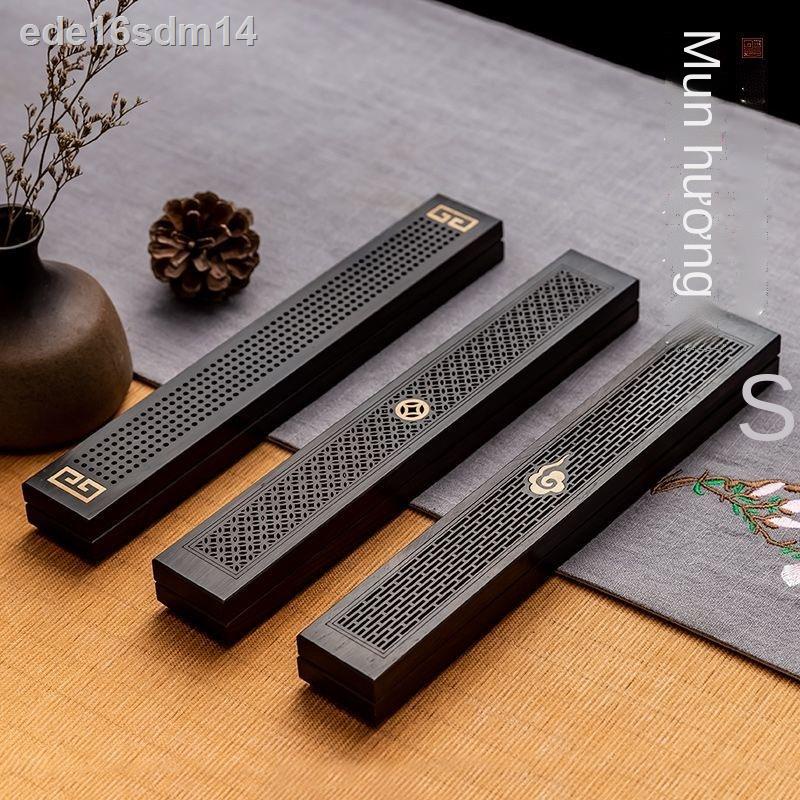 ▽ ◐ ( Sẵn)◘☒Gỗ mun nằm hộp đựng hương gia dụng trong nhà lư đàn tía rắn nghi lễ sợi nhang cây trầm