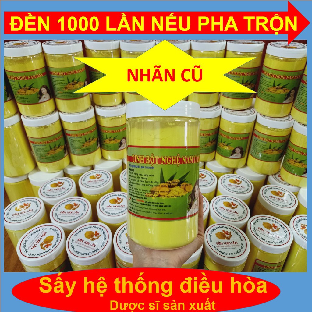 Tinh bột nghệ Nam Đàn răm đỏ 1kg : Đền 1000 lần nếu có pha trộn, Qui trình dược sĩ hướng dẫn giàu curcumin; sấy điều hòa