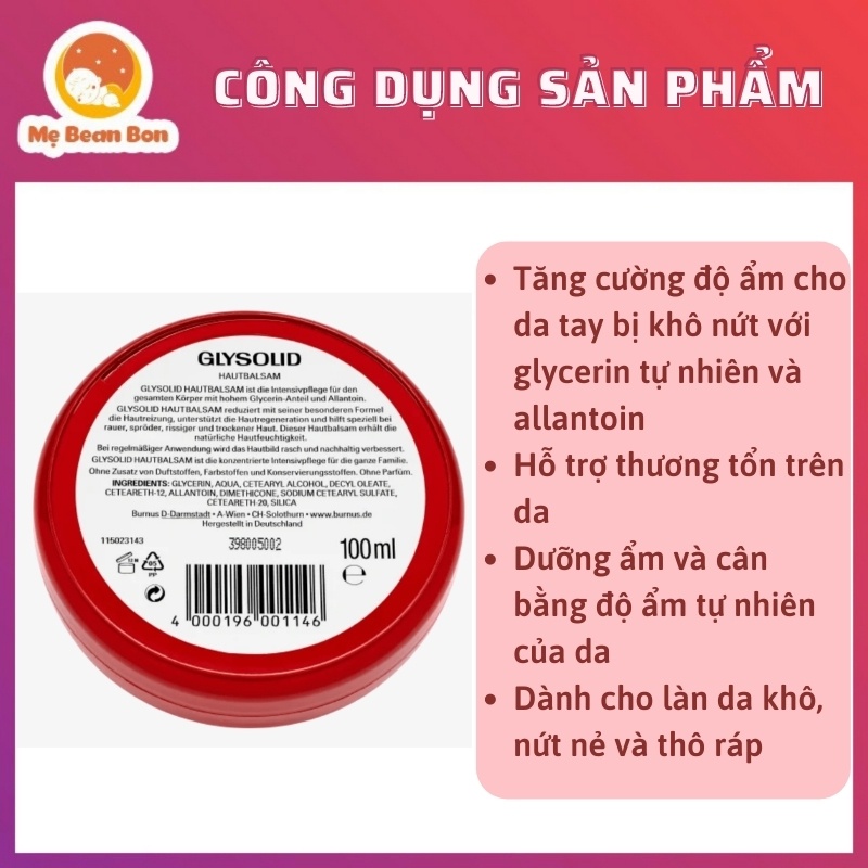 Kem Chống Nẻ Glysolid, Kem Chống Nứt Gót Chân, Á Sừng Tay 100ml Hàng Chuẩn Đức