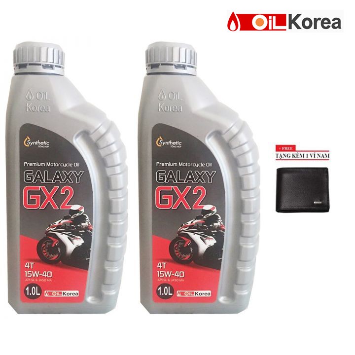 Nhớt xe máy số Galaxy GX2 cao cấp Hàn Quốc - combo 2 chai - 1000ml - Tặng ví nam