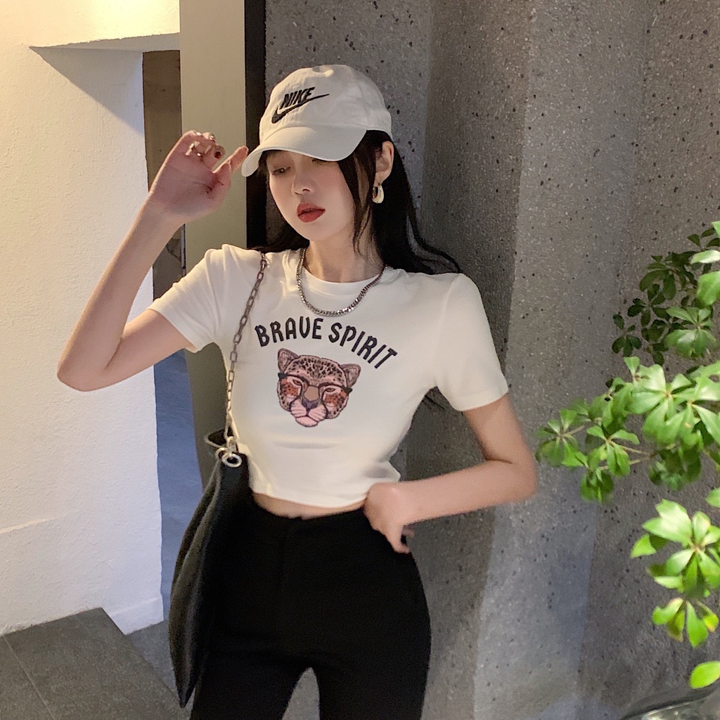 Áo Thun Tay Ngắn Cổ Tròn Dáng Ôm In Họa Tiết Thời Trang Mùa Hè