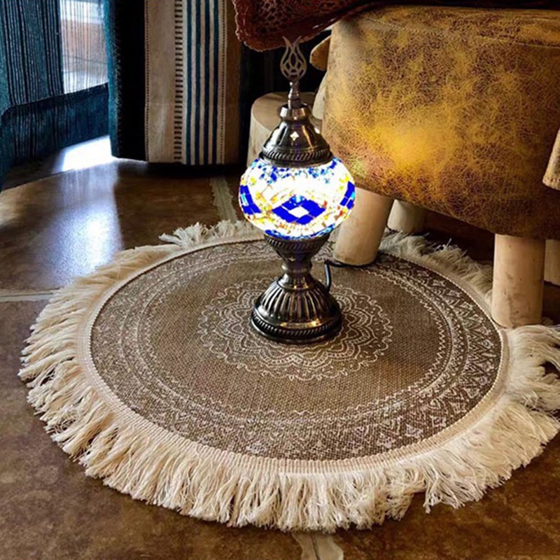 Tấm lót bàn ăn bằng cotton lanh chống trượt phong cách Bohemian đơn giản