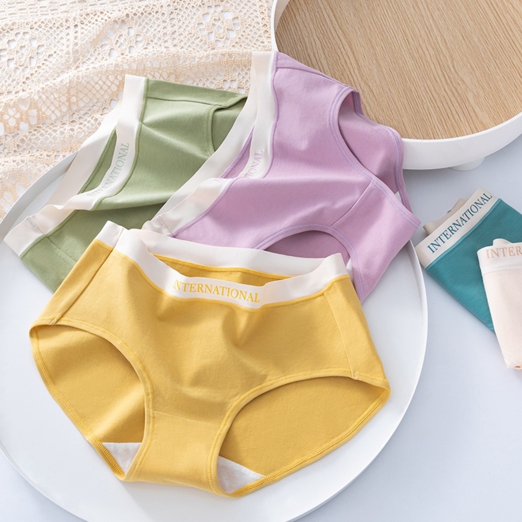 Quần lót nữ cotton lì INTENATIONAL KIMCHIBIKINI Quần chip cạp su cao cấp QL118