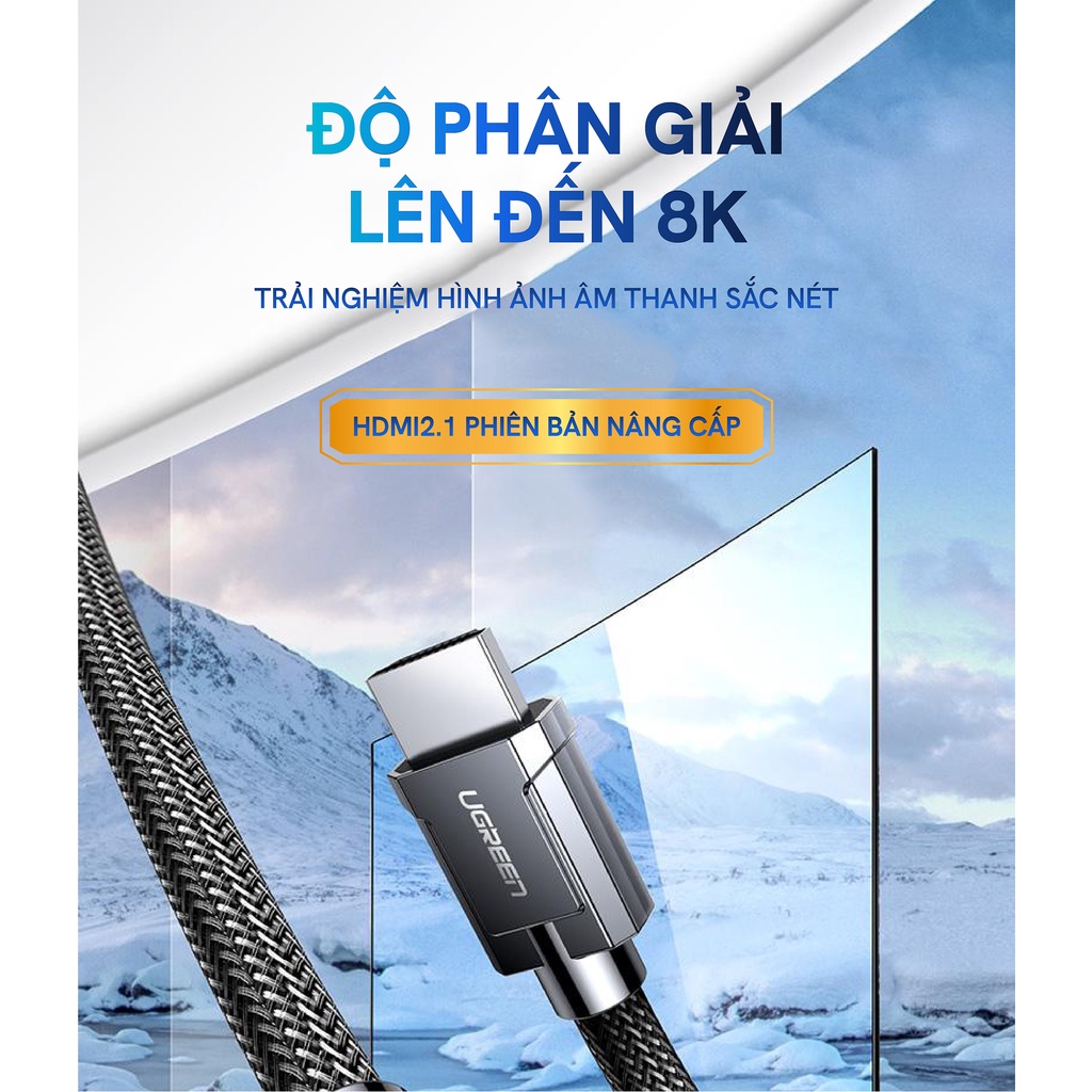 Cáp HDMI 2.1 dài 1m - 5m chuẩn 8K@60MHz Ugreen 70319 70320 70321 80602 50562 HD135