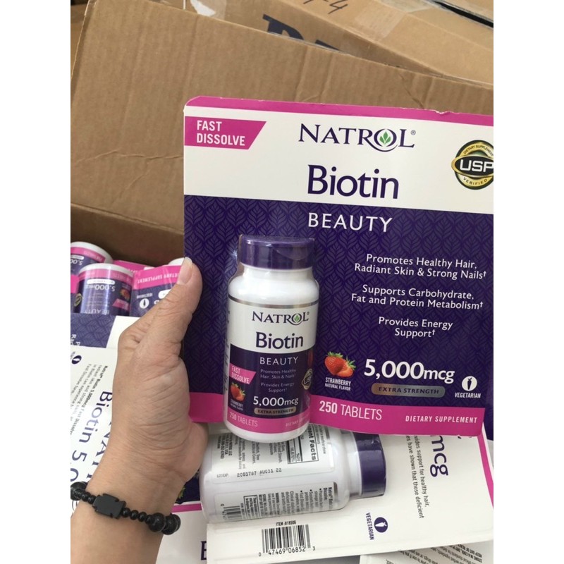 date 8/2022] VIÊN NGẬM NATROL BIOTIN BEAUTY 5000mcg 250 viên