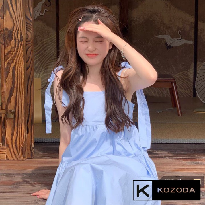 Váy 2 dây đầm babydoll dáng dài trắng đen kem xanh có dây điều chỉnh 2 lớp dày dặn không lộ KOZODA D17 | BigBuy360 - bigbuy360.vn