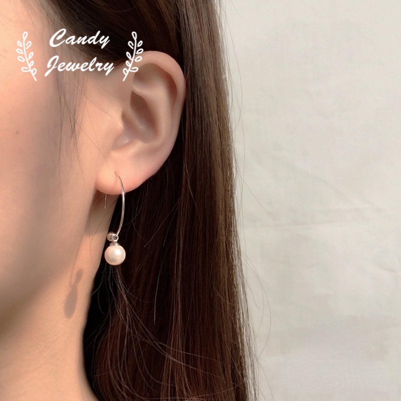 Bông tai MANYUE hình học đính ngọc trai nhân tạo đơn giản ngọt ngào phong cách Hàn Quốc cho nữ