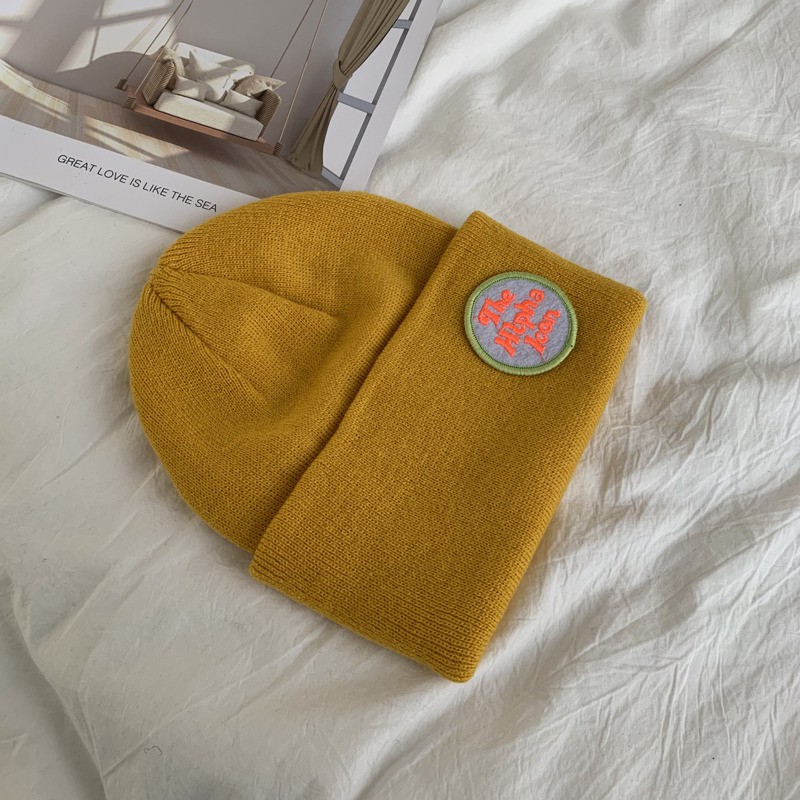 Mũ Len Dệt Kim In Chữ Phong Cách Thời Trang Hàn Quốc
