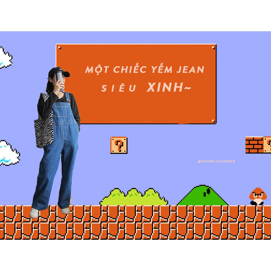 Quần yếm jeans Quảng Châu ống rộng form dài siêu tôn dáng | BigBuy360 - bigbuy360.vn