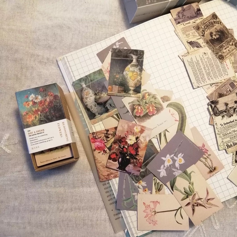 Thẻ trang trí in 2 mặt chủ đề vintage dùng trang trí bullet journal - ginandtonic