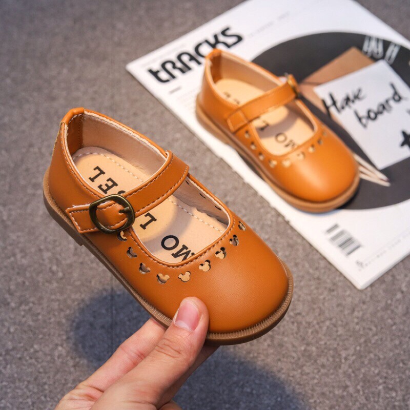 Giày búp bê da mềm MO phong cách Vintage Hàn Quốc cho bé từ 1-4 tuổi