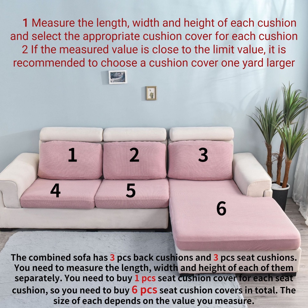 Vỏ bọc đệm ghế sofa hình chữ L 1-4 chỗ màu be/đỏ/hồng dày và co giãn