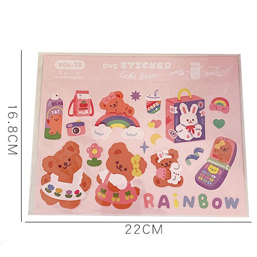 Sticker PVC Không Thấm Nước Cake Bear Tươi Tắn Dán Trang Trí