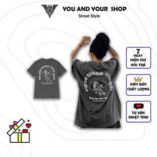 Áo Thun tay lỡ YAYSHOP phông unisex nam nữ Hàn Quốc chất cotton mềm mịn in BÀN TAY UFU màu xám trending cực ngầu