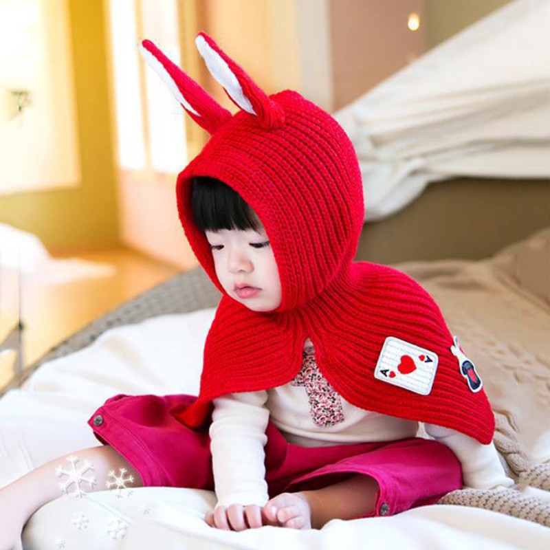Mũ len tai thỏ cute cho bé gái