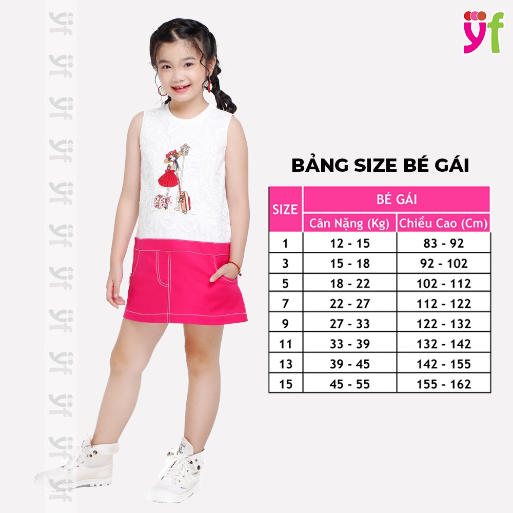 Đầm Bé Gái Trang Trí Hình Cô Gái Xách Vali sát nách sành điệu YF - 9DX564