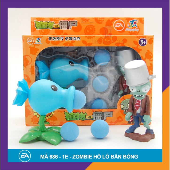 Đồ chơi trẻ em mô hình zombie & hồ lô xanh da trời bắn bóng  - Hshop 686 - 1E - Hàng cao cấp - Plant VS Zombie