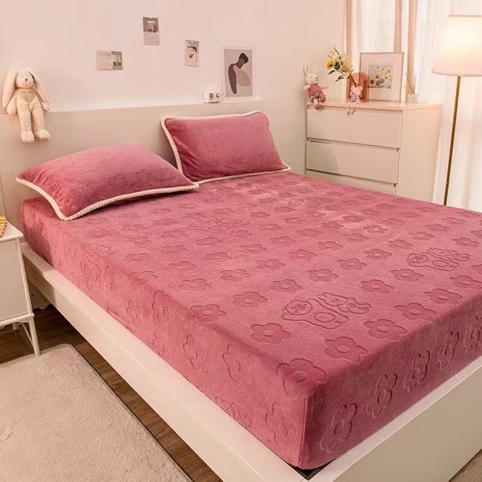 Bộ Ga Kèm 2 Vỏ Gối Nỉ Nhung Mềm Mịn Hàng Chuẩn , Drap Nỉ Nhung Hoạ Tiết Chìm Mẫu Mới 2022