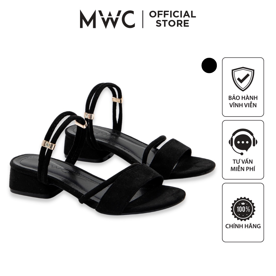 Giày MWC 4295 - Giày Sandal Cao Gót Đế Vuông 3CM Thiết Kế 2 Quai