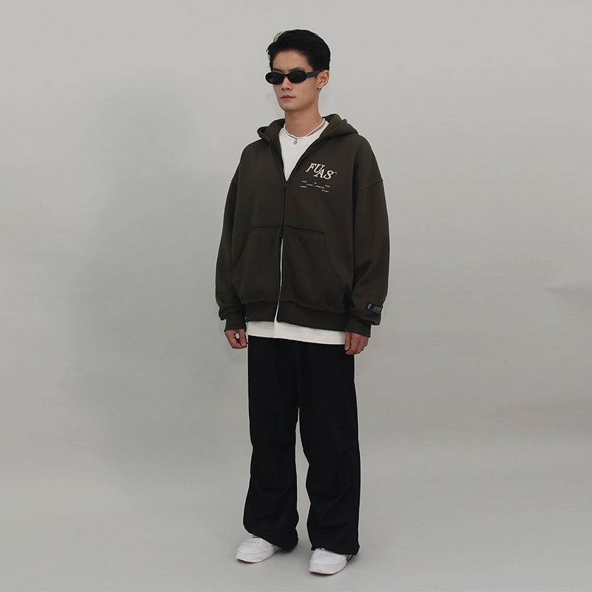 Áo Hoodie Zip FUAS™ Olive Boxy Zip Hoodie