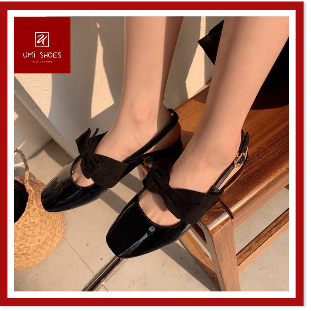 ⚡ ⚡ ⚡ Giày búp bê nữ đế cao 3cm gót vuông mũi vuông quai cài sau nhẹ nhàng đi làm văn phòng công sở đi chơi đẹp xinh nơ